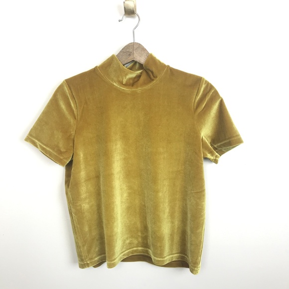 Madewell Tops - Madewell velvet mustard mock neck tee